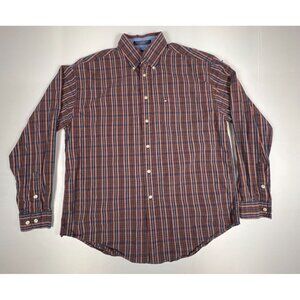 VTG Tommy Hilfiger Men’s L Plaid Long Sleeve Button Down Shirt Red Blue Green